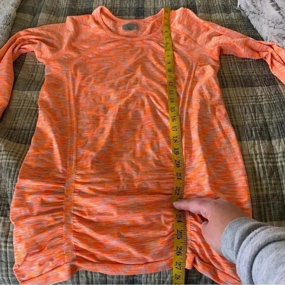 Athleta Fastest Track Space Dye Long Sleeve Round Neck Orange Activewear Top: M - Picture 12 of 12
